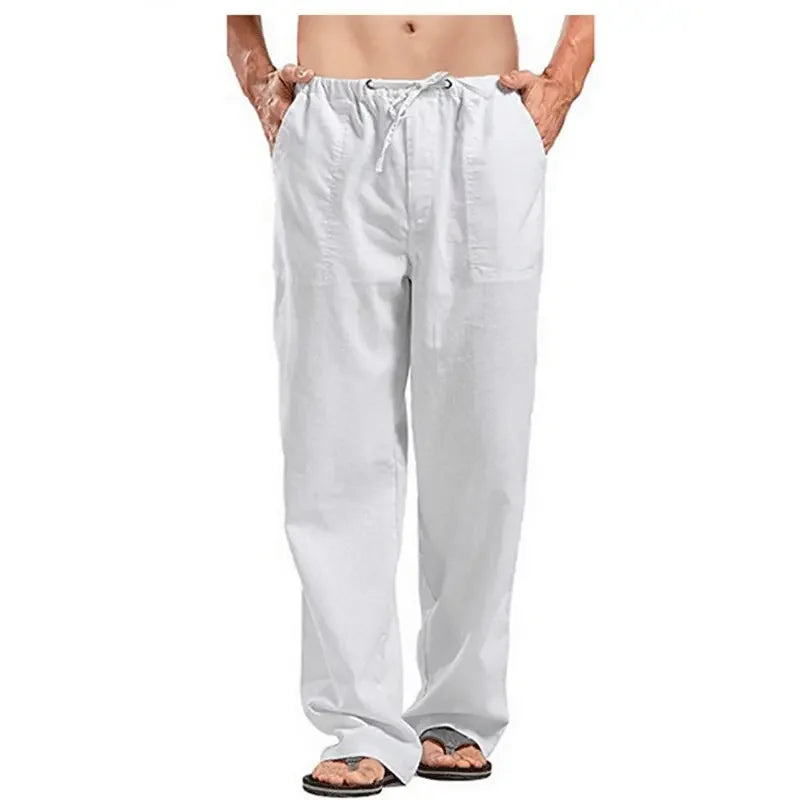 FGKKS Linen Wide Men Pants New Korean Oversize Linens Streetwear Trousers Male Spring Casual Men Pants
