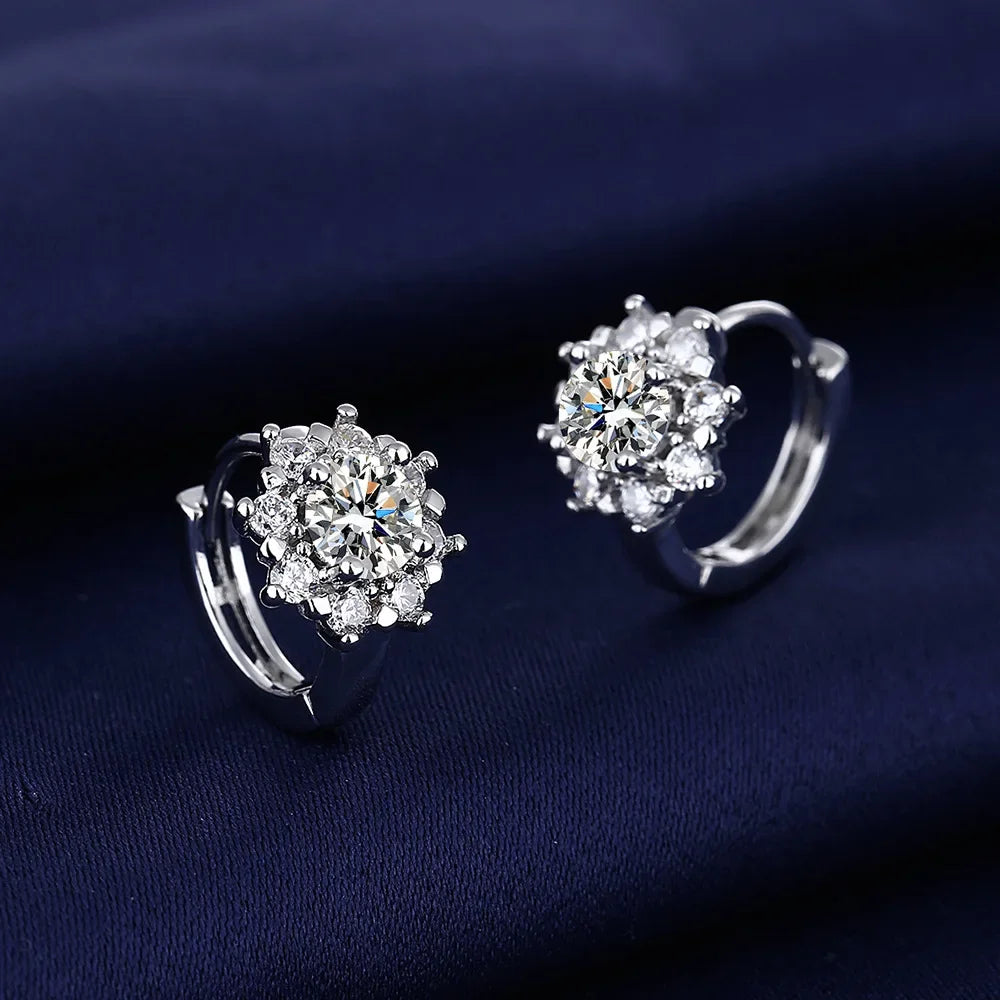 Iconic 925 Sterling Silver Crystal CZ Stud Earrings