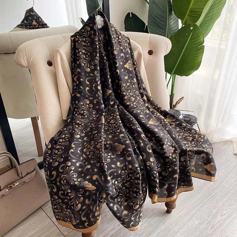 180*90cm Luxury Brand Women Summer Silk Scarves Shawl Lady Wrap Soft Female Europe Designer Beach Bandanna foulard muffler pareo