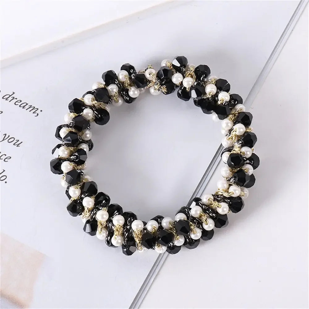 Crystal Pearl Handmade Hair Tie
