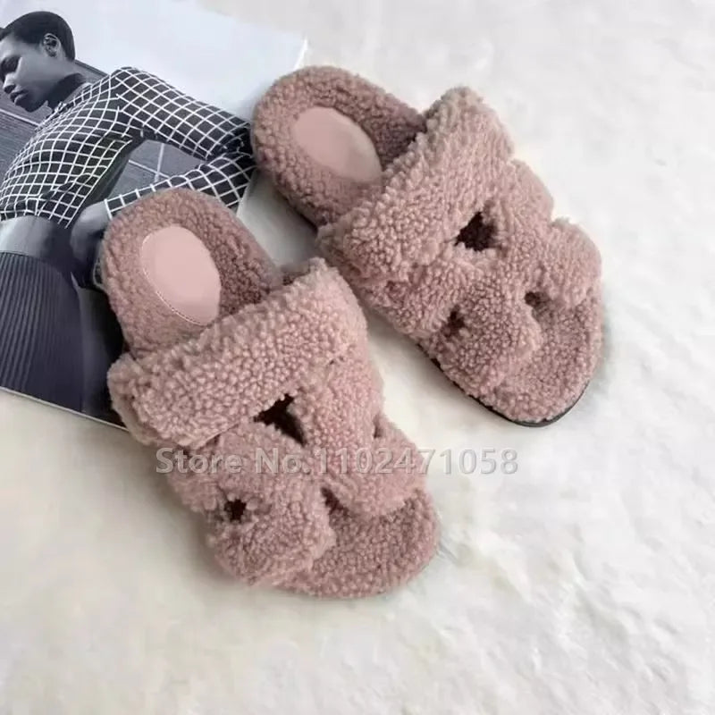 Women Designer Fur Slippers Luxury
