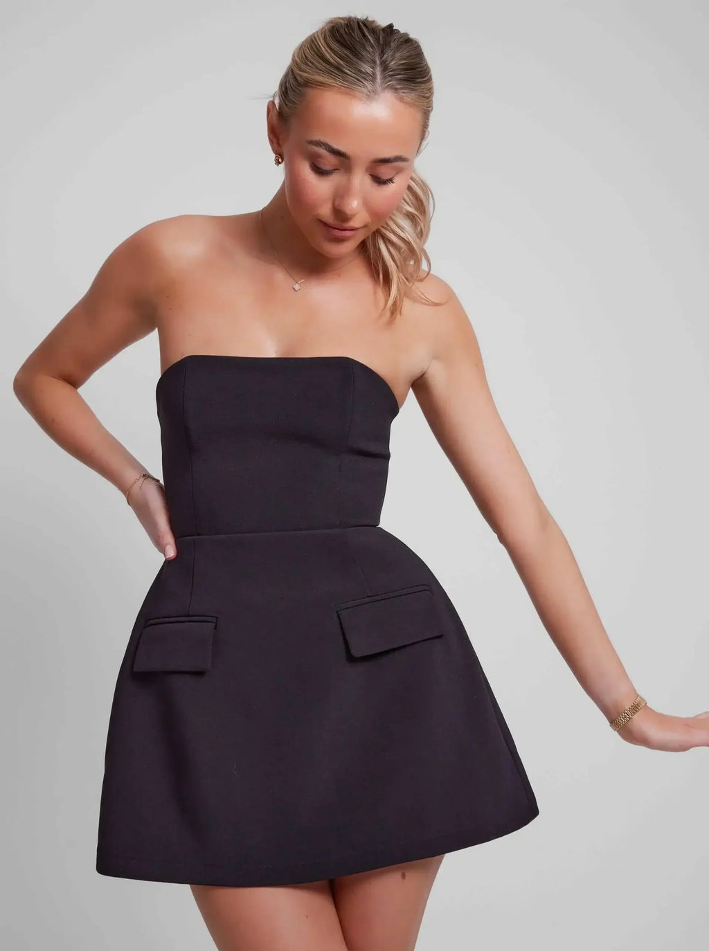 Amour Velvet Strapless Mini Dress