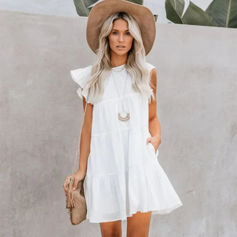 Casual Summer Maternity Ruffle Dress