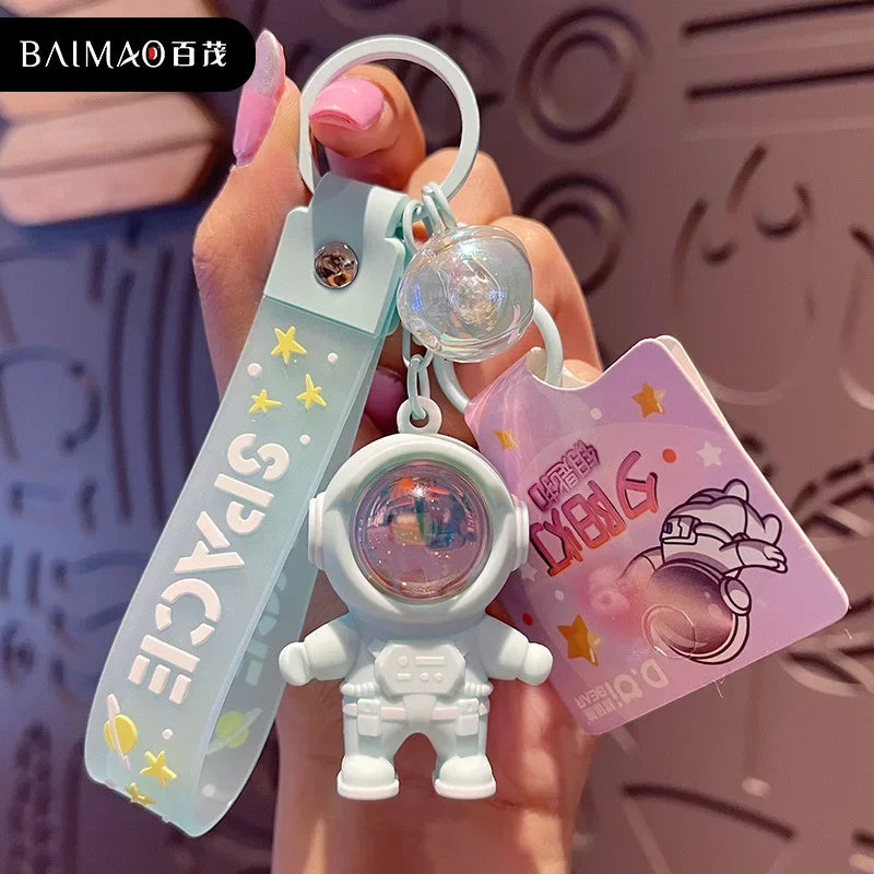 Cartoon Spaceman Light Glowing Keychain Sunset Light Luminous Keychain Female Cute Space Astronaut Couple Key Chain Bag Hanging