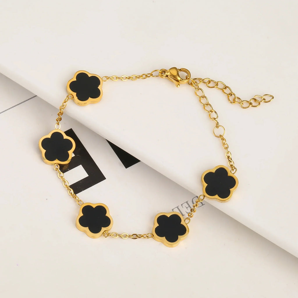 Gold Plated Stainless Steel Flower Bracelet