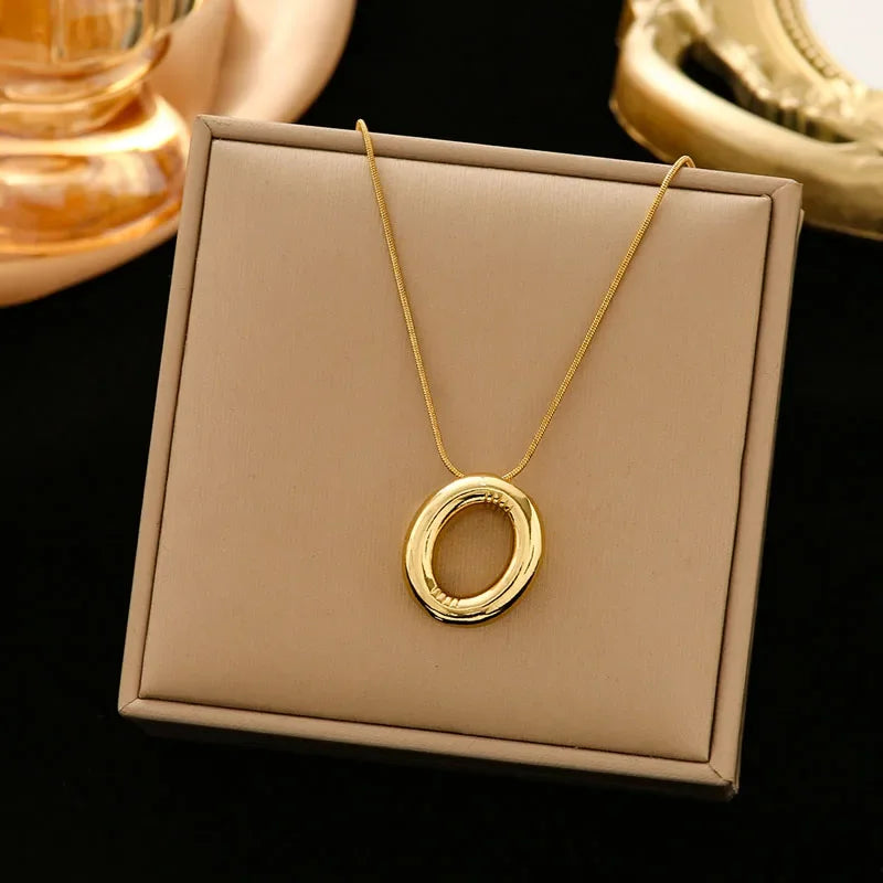 Stainless Steel Chain Gold Plated Letter Necklaces Chunky Alphabet Balloon Bubble Initial Pendant Necklace for Women Men Jewelry