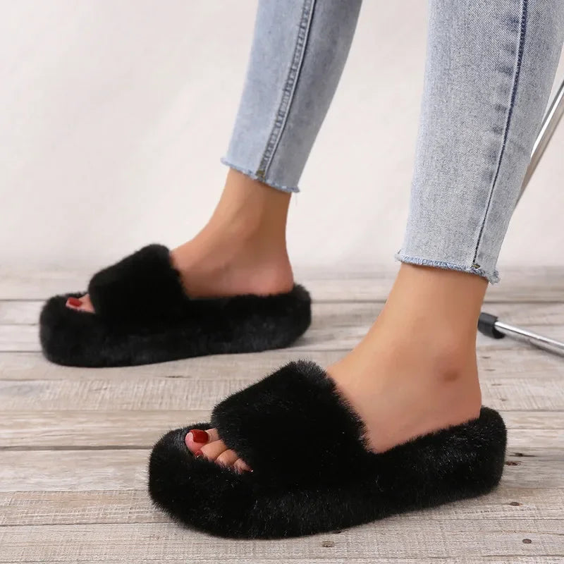 Platform Cozy Plush Slippers