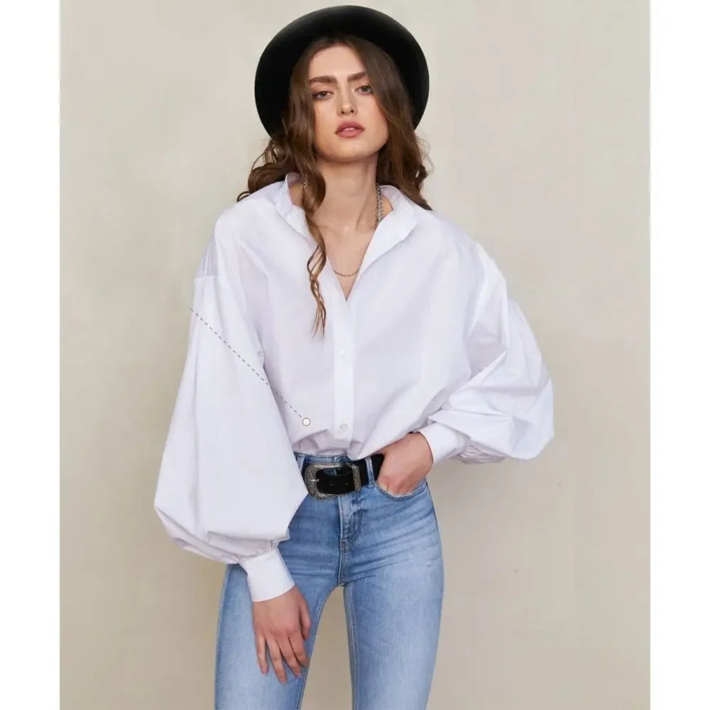 Women's Floral Print Puff Sleeve Shirt Female Elegant Casual V Neck Shirts 2023 Spring Summer Ladies Tops Blouses Vintage Blouse