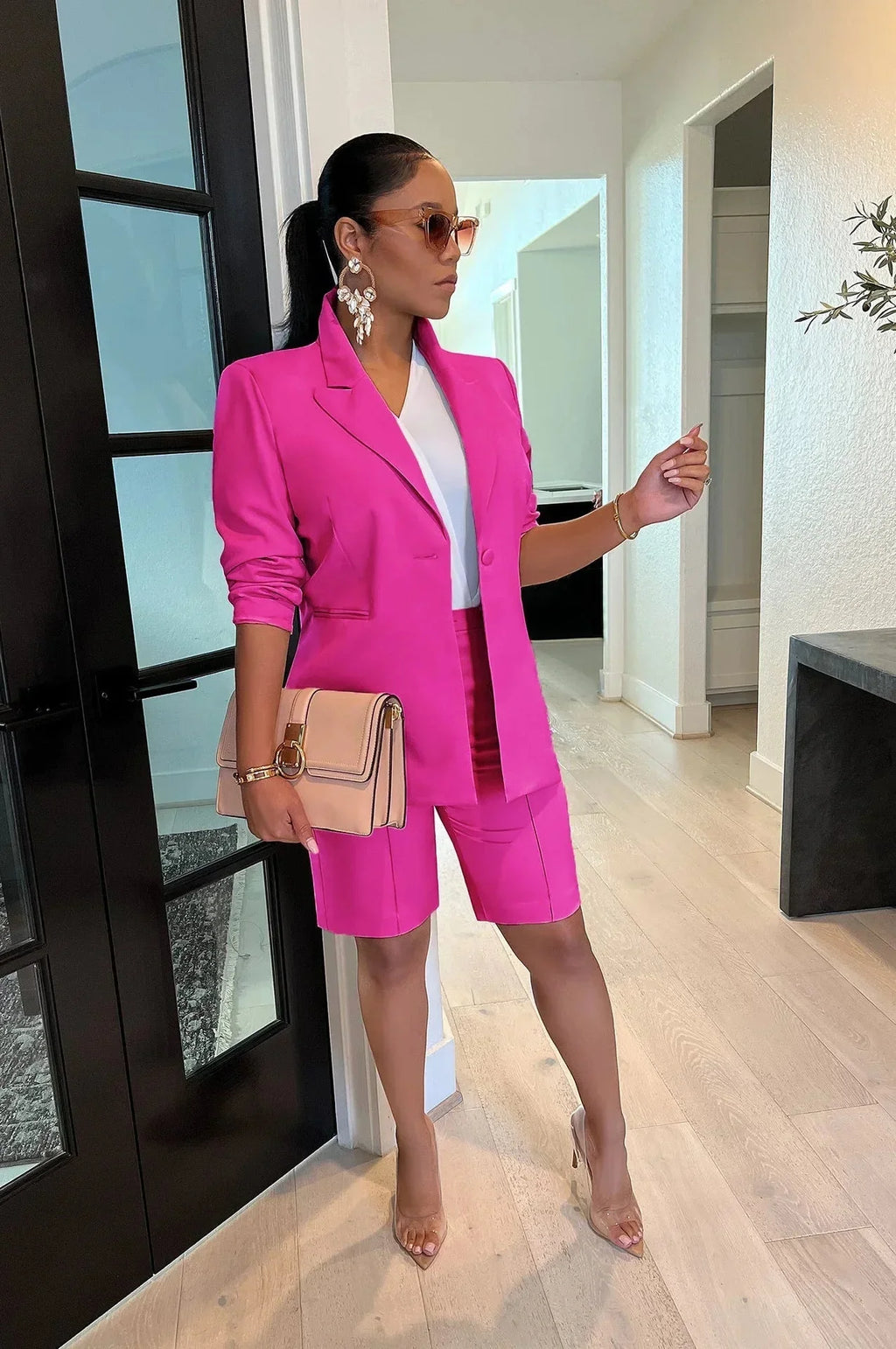 Autumn Office Blazer & Shorts Set