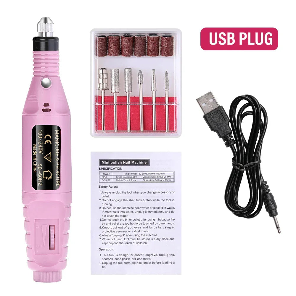 HALAIMAN Electric Nail Drill Machine Set Pedicure Grinding Equipment Mill For Manicure  Professional Strong Nail Polishing Tool