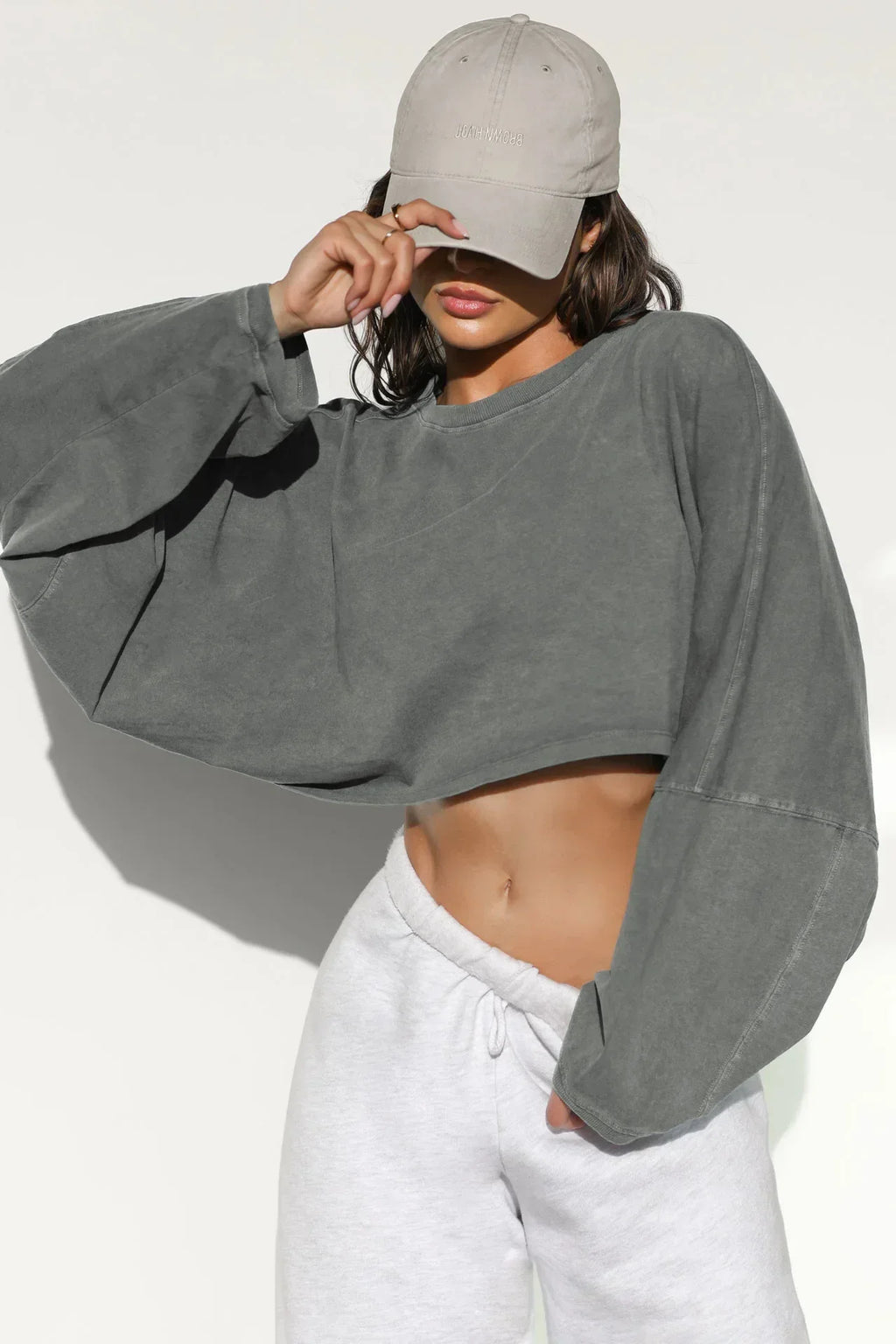LO Casual Women's T-shirt Long Sleeved Top Knitted Sweater Clothing Round Neck Top Women's Short Sports Yoga Top