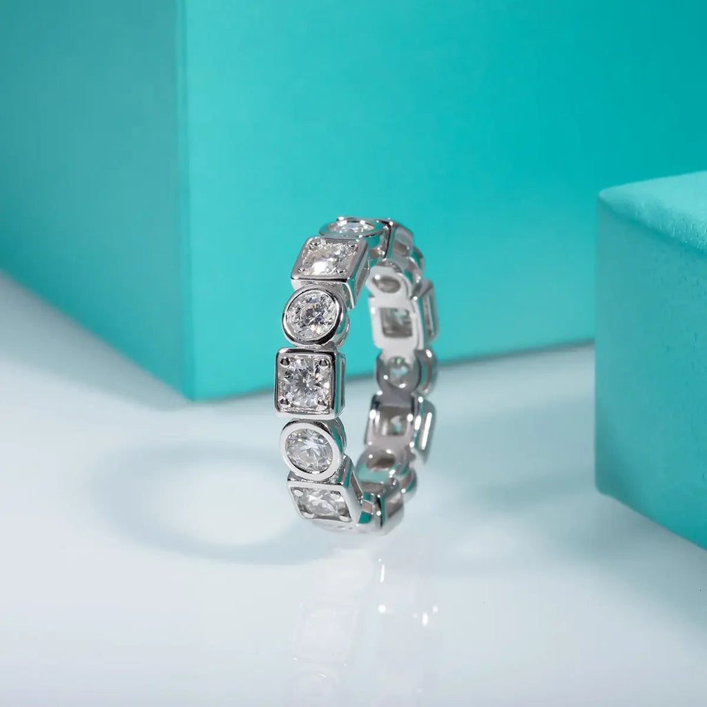 Girlfriend Love Ring 3.5mm  D Color Moissanite Wedding Band Ring 925 Silver Eternity Band