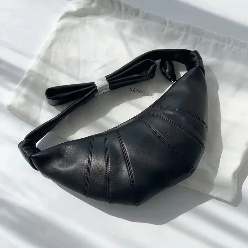 Leather Croissant Bag for Women