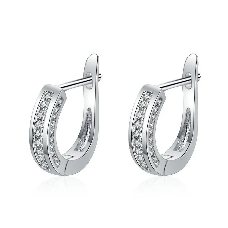 Iconic 925 Sterling Silver Crystal CZ Stud Earrings