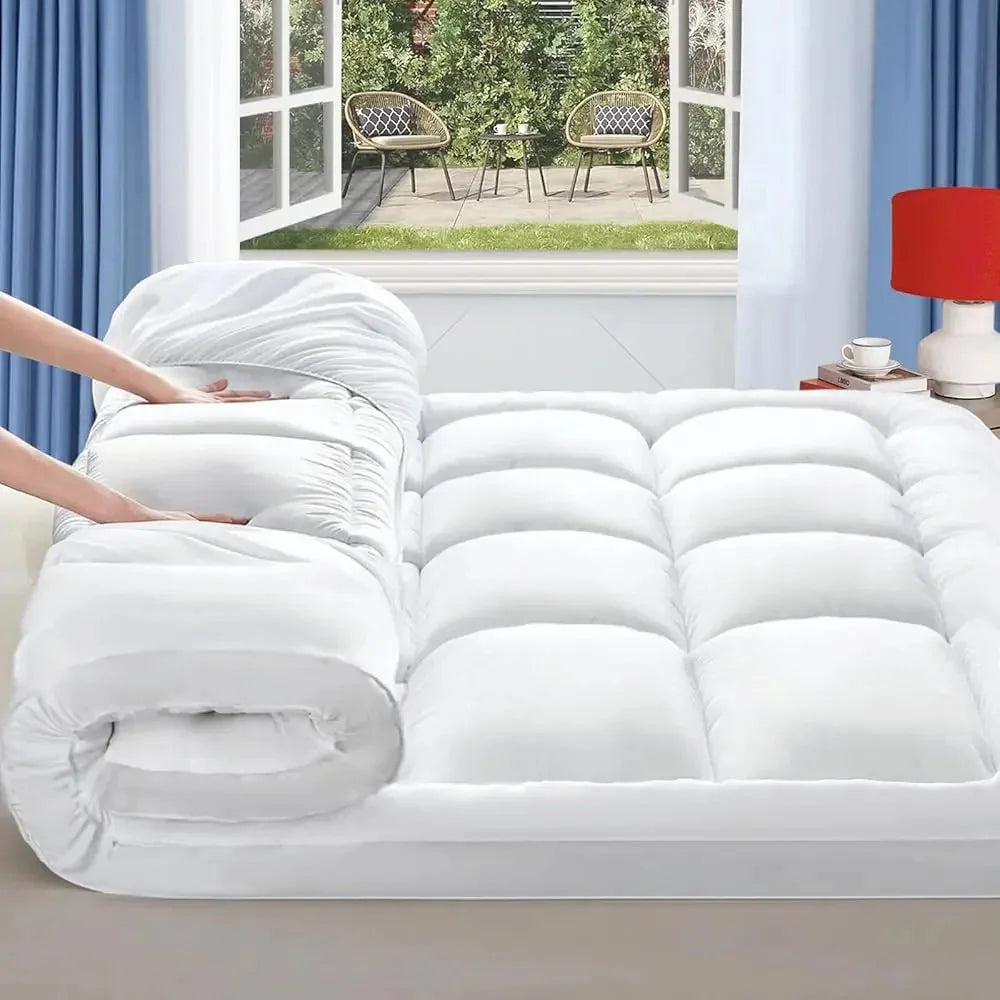 Mattress Topper for Back Pain, Extra Thick Mattress Cover Quilted Fitted Mattress Protector Plush Pillow Top Deep Elastic Pocket