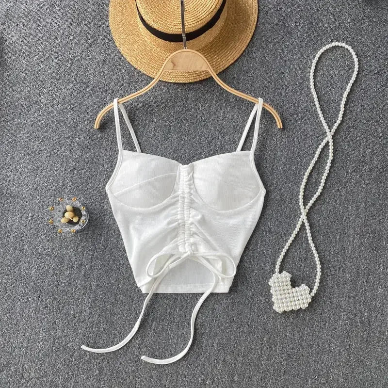 Strapless Western Style Skinny Tanks Camis for Women Summer Casual Solid Colours Female Corset Crop Tube Tops with Built In Bras