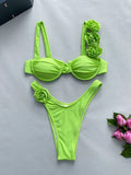 Push Up Bikini Two Pieces Bikini Set Flower Women Swimsuit Brazilian Biquini Sexy Female Swimwear Bathing Suit Beachwear