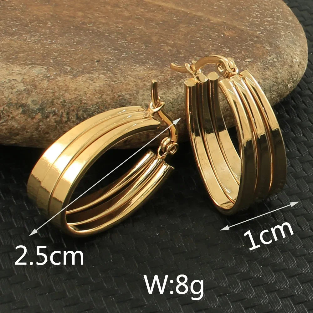 Newest Gold Color Fashion Stainless Steel Jewelry Simple Hoop Earrings Personality Bijoux En Acier Inoxydable Femme EFGZCBEP