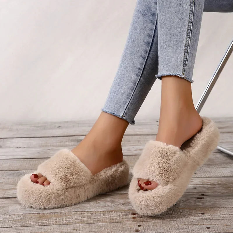Platform Cozy Plush Slippers