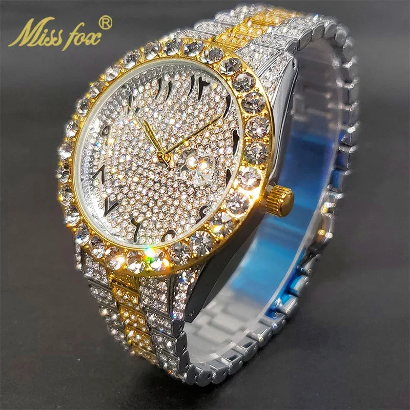 Bling Moissanite SS Quartz Calendar Watch