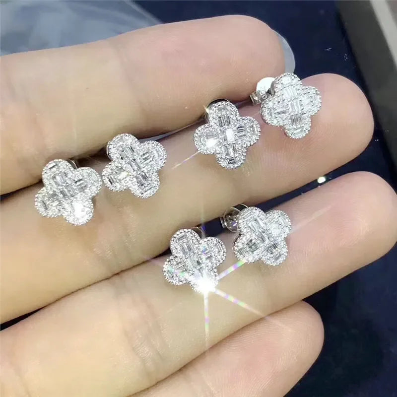 Gorgeous Princess Square CZ Stud Earrings for Women Weeding Engage Evening Party Female Delicate Earring Fashion Jewelry