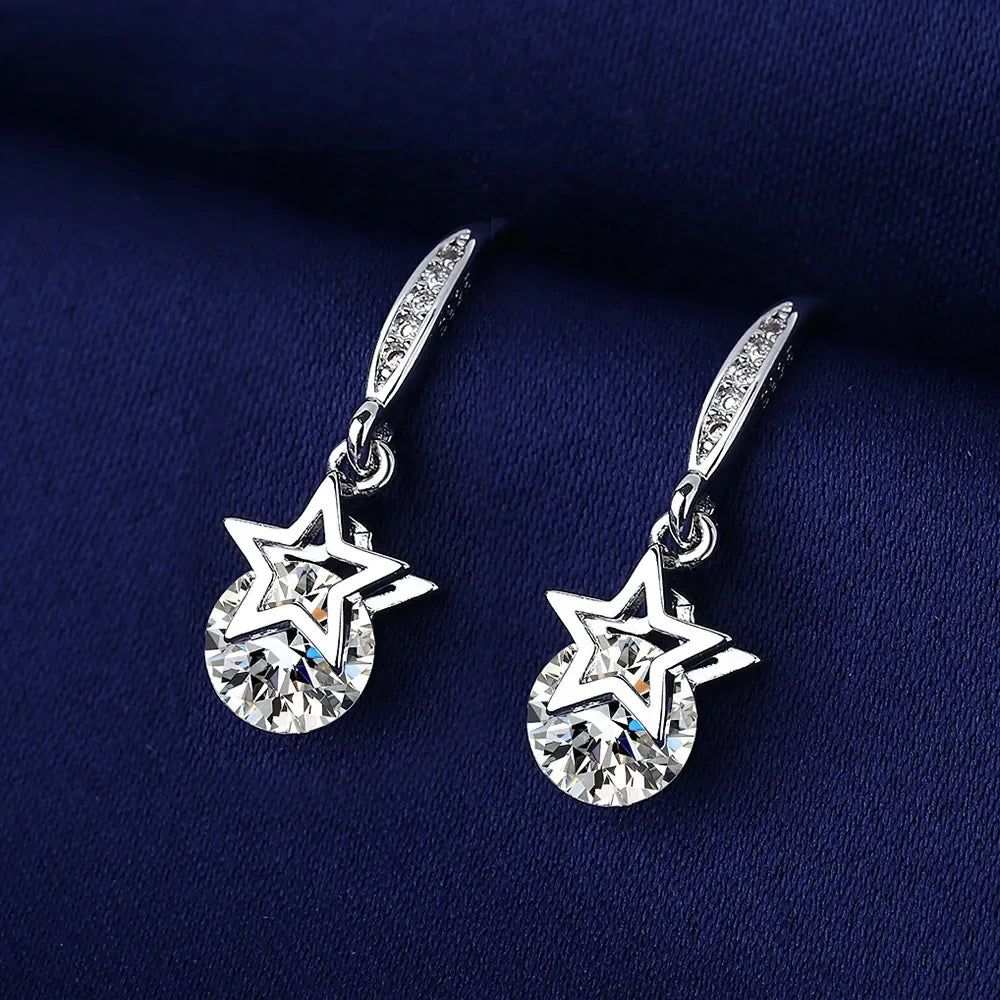 Iconic 925 Sterling Silver Crystal CZ Stud Earrings