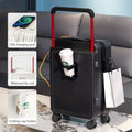 Wide Handle Travel Suitcase Carry-On With Cup Holder, USB Charging