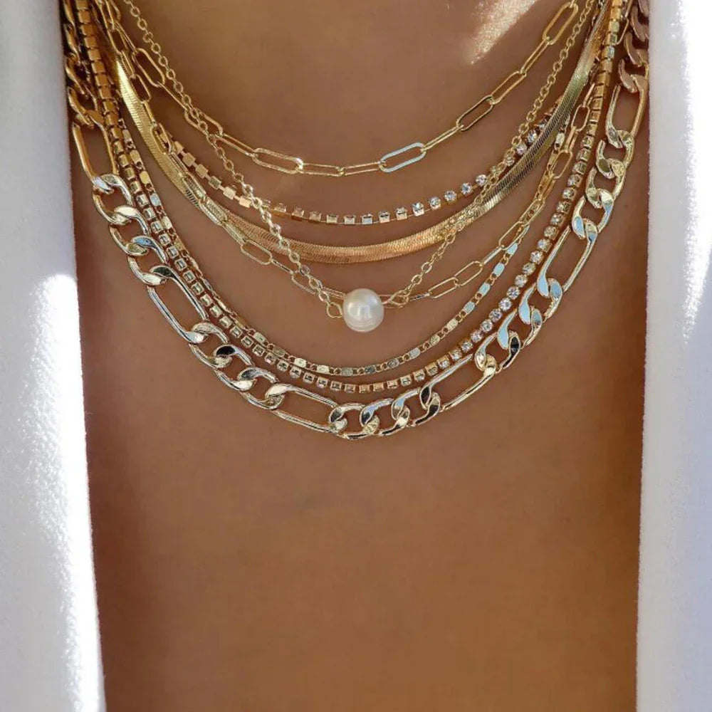 Boho Multi-Layer Crystal Pendant Necklaces