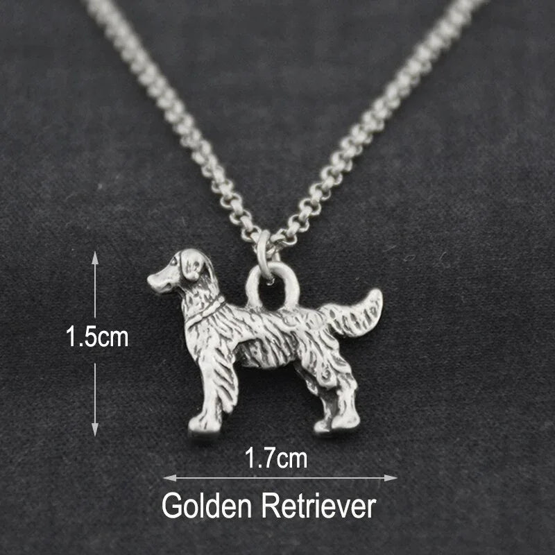 Vintage 3 Style Pomeranian & Samoyed & Keeshond & Golden Retriever & Whippet Dog Charms Pendant Necklace Women Pet Lover Gift