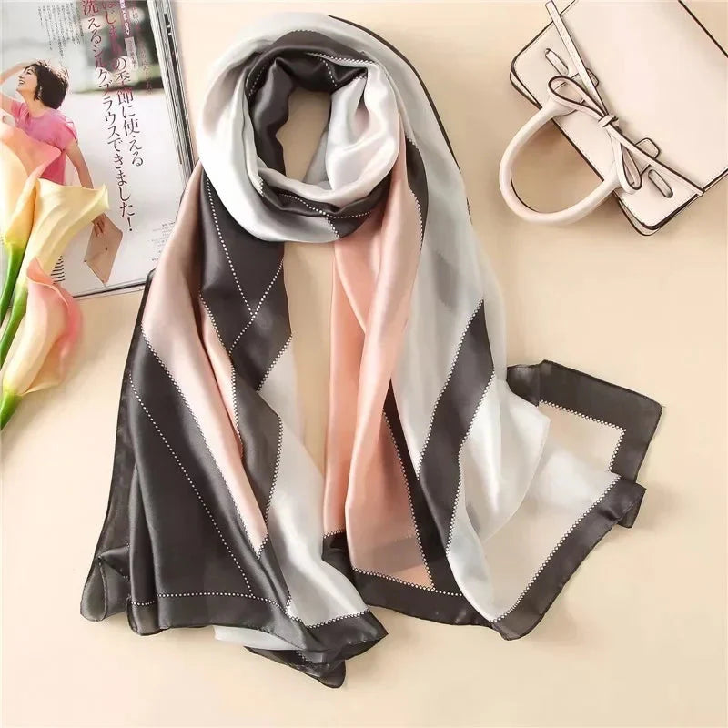180*90cm Luxury Brand Women Summer Silk Scarves Shawl Lady Wrap Soft Female Europe Designer Beach Bandanna foulard muffler pareo
