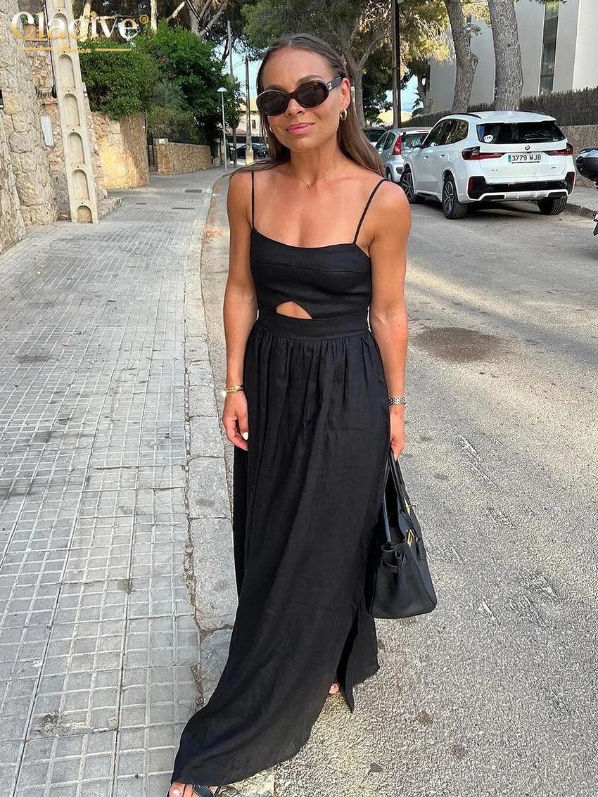 Stunning Black Cotton Prom Dress