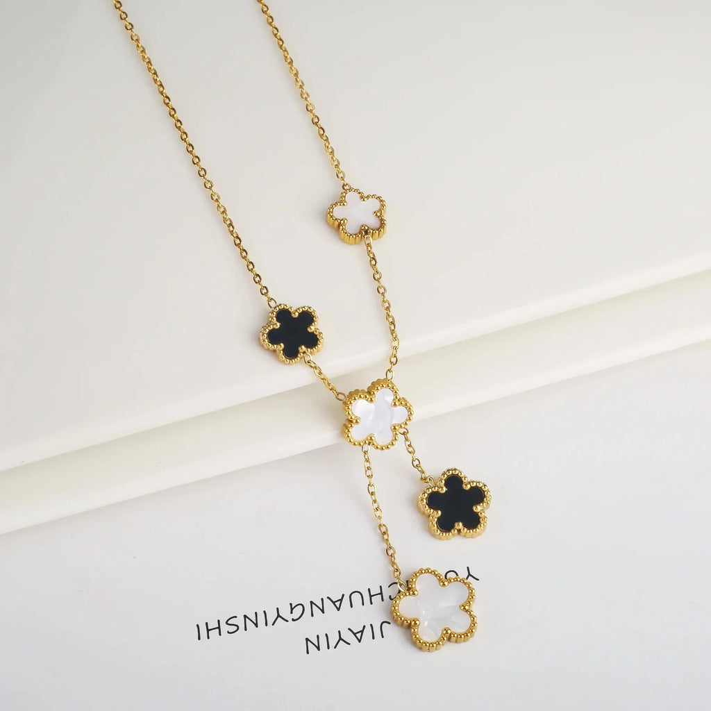 Hot Sale Stainless Steel Laser Five Leaf Flower Petal Adjustable Clover Bracelet Classic for Woman Girl Brand Jewelry Party Gift