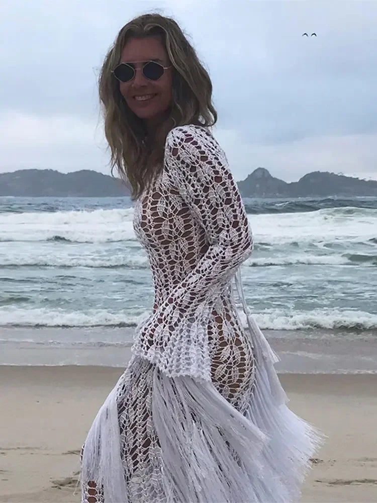 Resort White Crochet Maxi Dress
