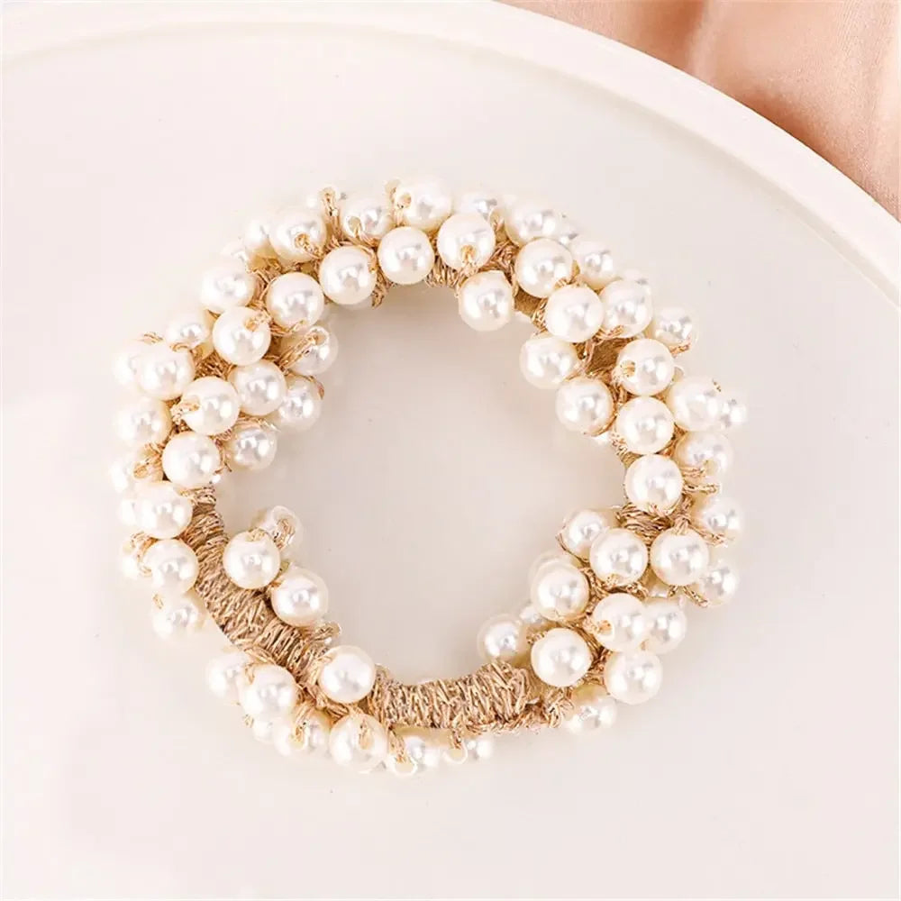 Crystal Pearl Handmade Hair Tie