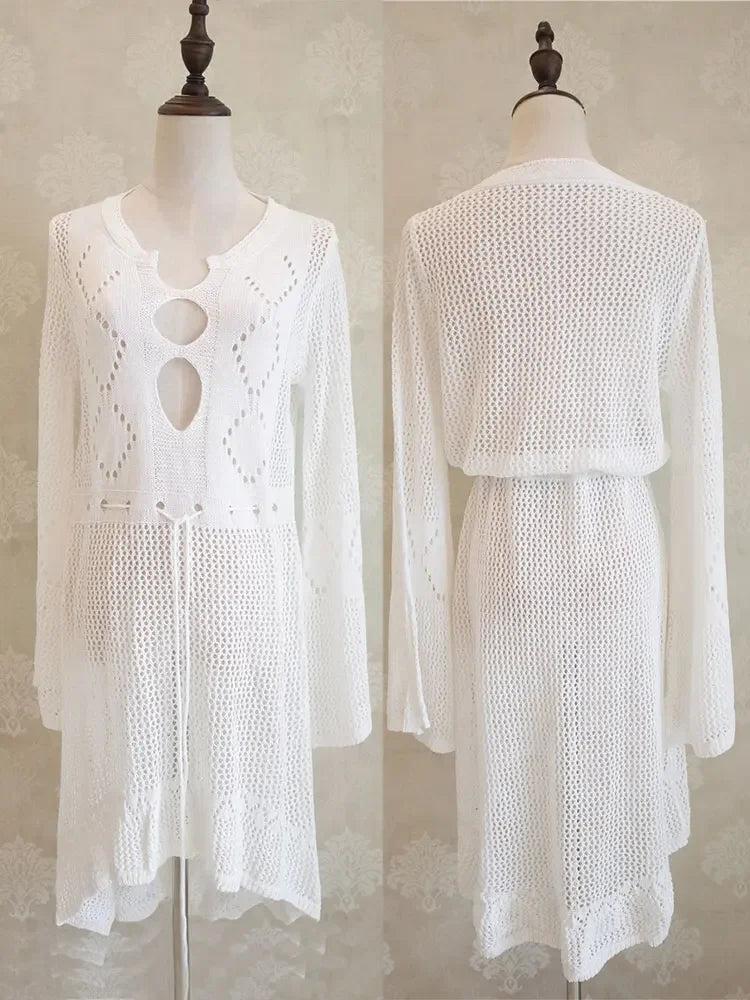 Boho White Crochet Beach Dress