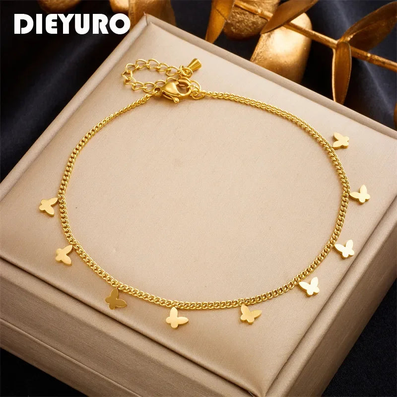 Stainless Butterfly Anklet