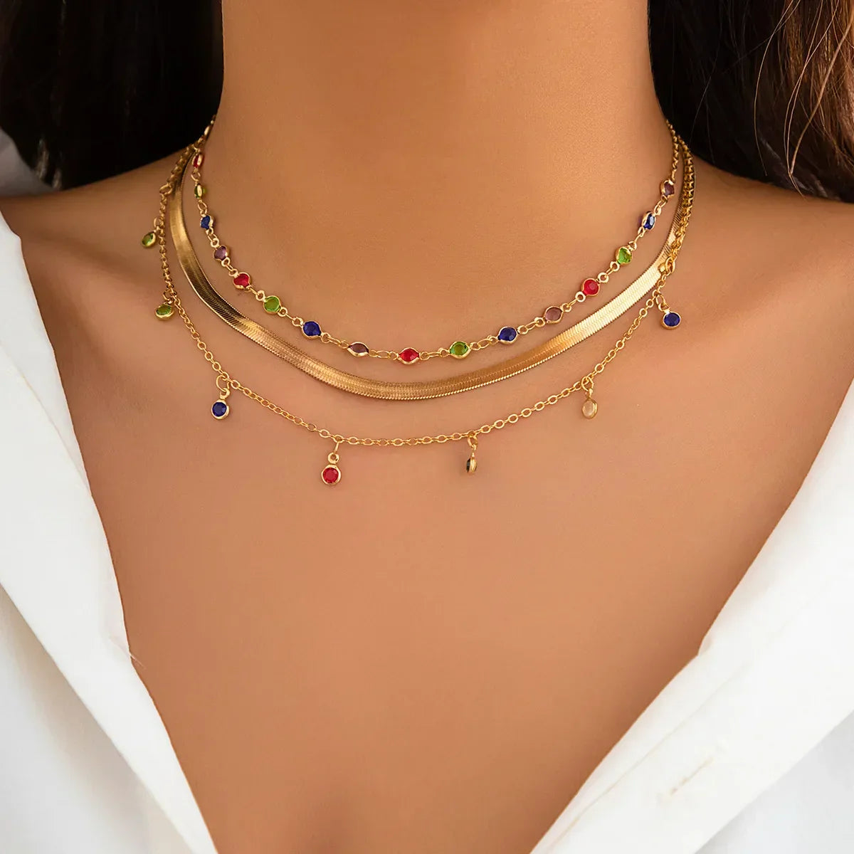 Boho Multi-Layer Crystal Pendant Necklaces