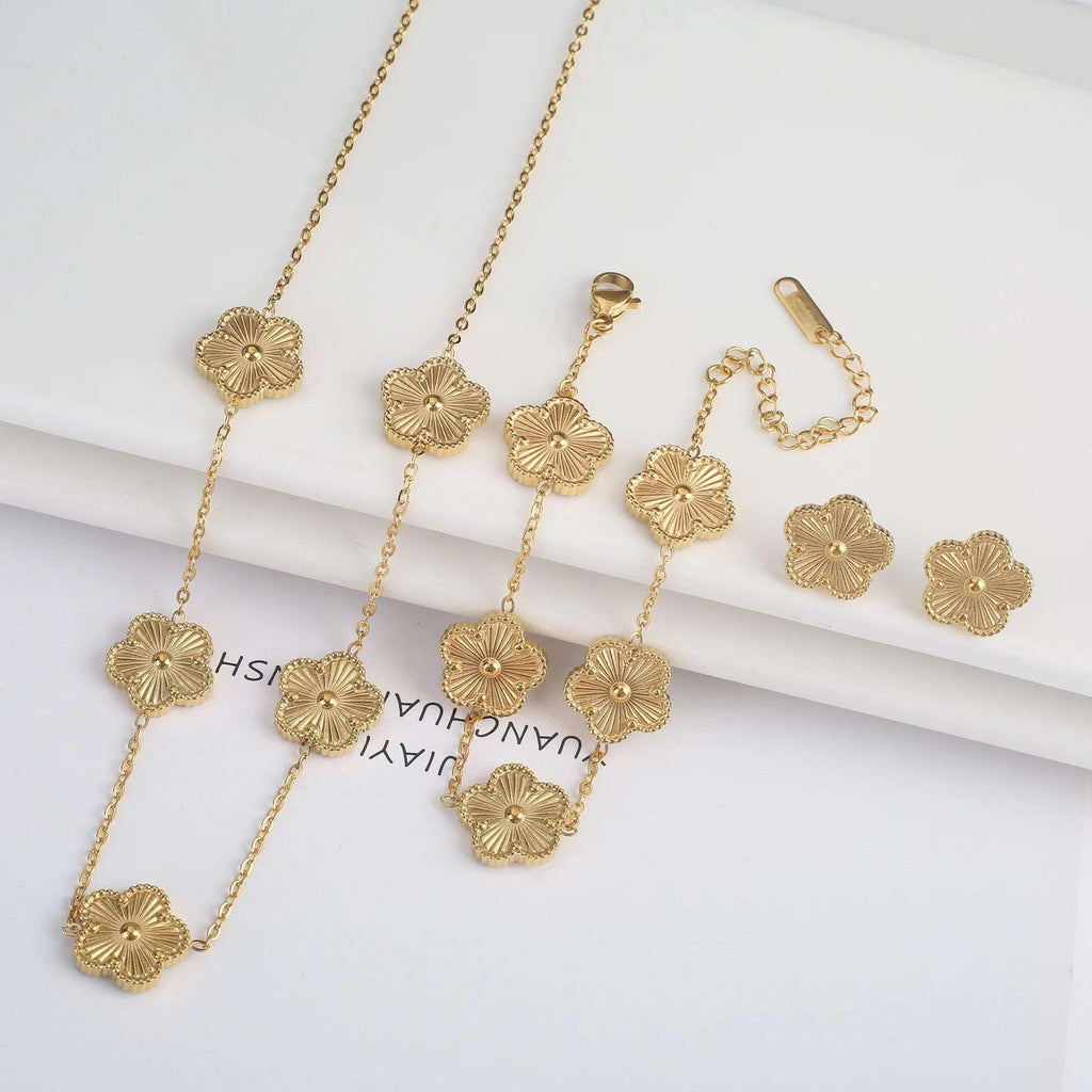 Hot Sale Stainless Steel Laser Five Leaf Flower Petal Adjustable Clover Bracelet Classic for Woman Girl Brand Jewelry Party Gift