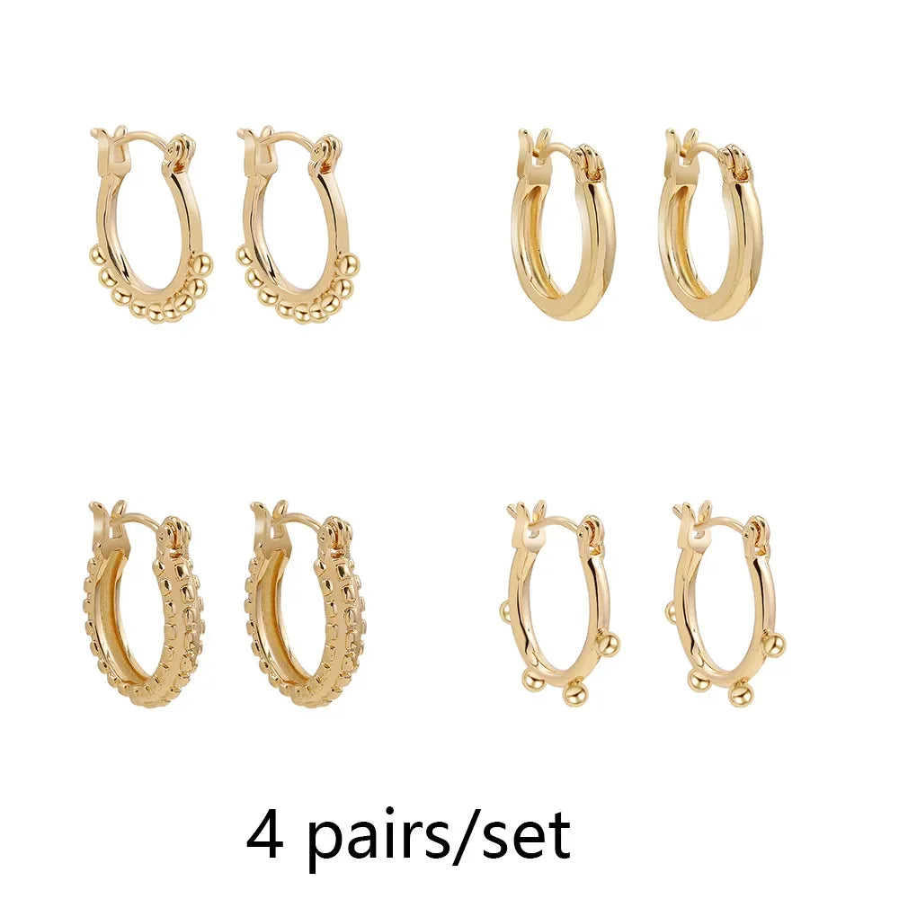 Gold Color Stainless Steel Hoop Earrings for Women Small Simple Round Circle Huggies Ear Rings Steampunk Accessories