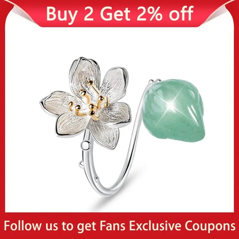 Floral Artisan 925 Sterling Silver Lotus Whispers Rings