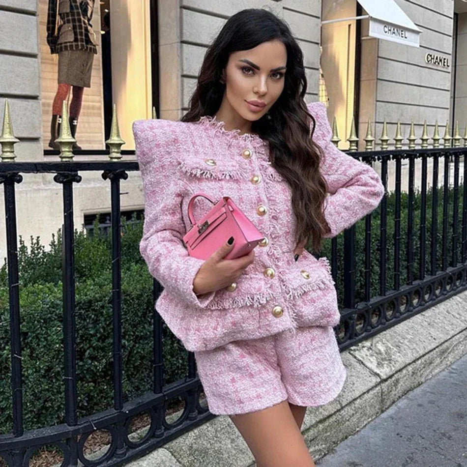 LUX Tweed Jacket & Shorts Set