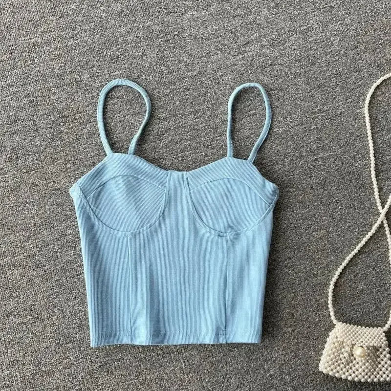 Strapless Western Style Skinny Tanks Camis for Women Summer Casual Solid Colours Female Corset Crop Tube Tops with Built In Bras