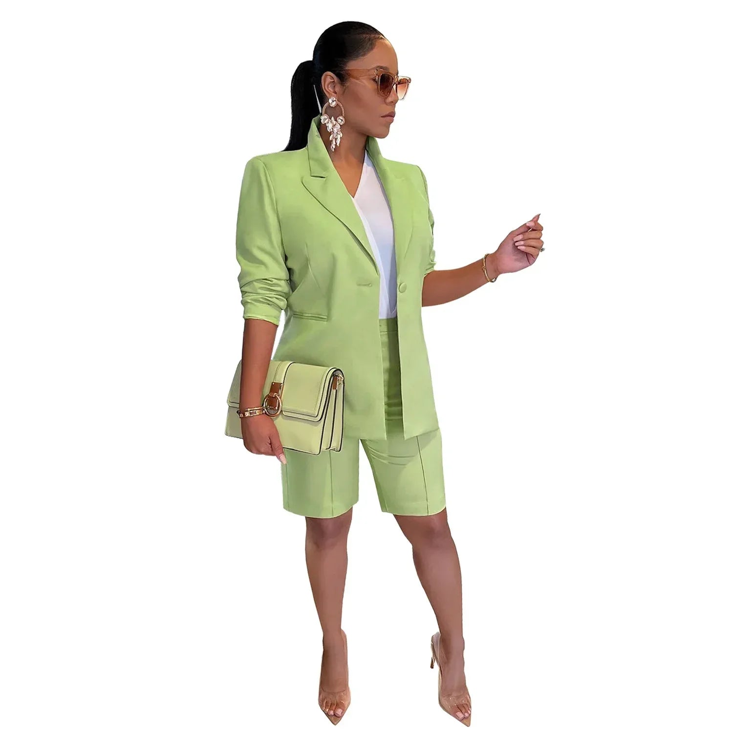 Autumn Office Blazer & Shorts Set