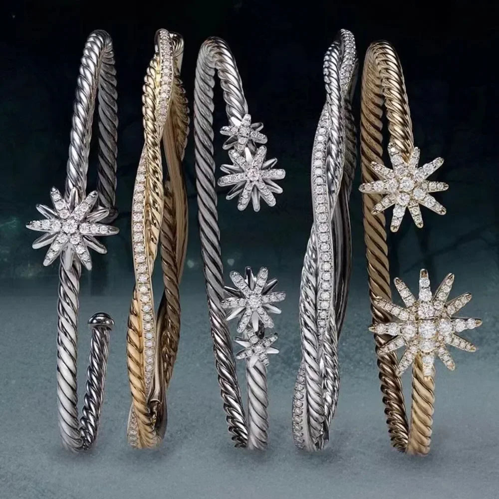 Missvikki Original design Stackable Bangle For Women Bridal Wedding Cubic Zircon OPen Bangle Dubai Bracelet Party Jewelry