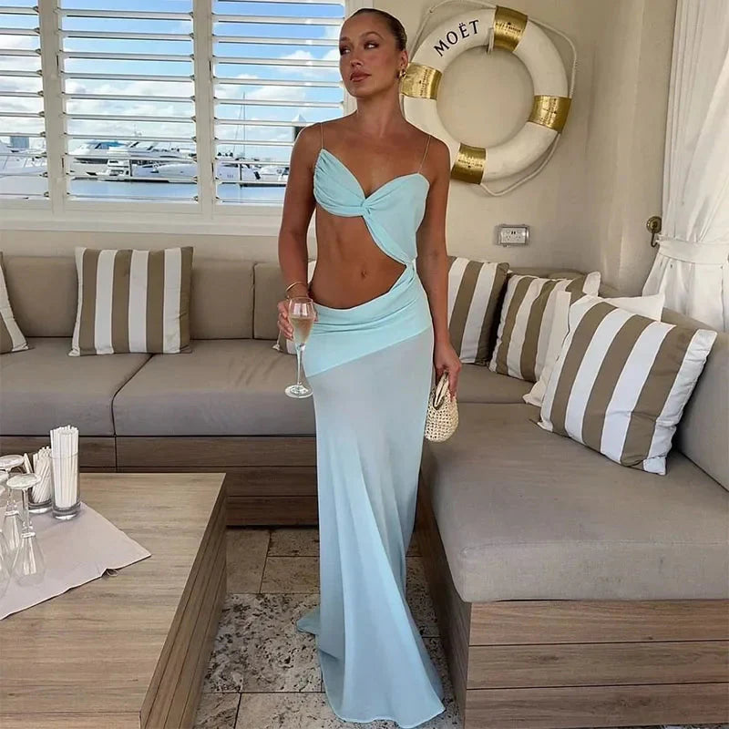 Frosted Fantasy Mesh Beach Dress – Icy Blue Showstopper