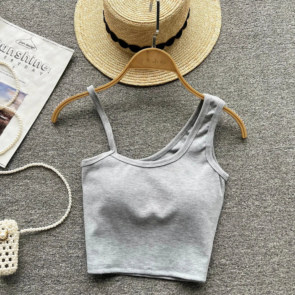 Strapless Western Style Skinny Tanks Camis for Women Summer Casual Solid Colours Female Corset Crop Tube Tops with Built In Bras