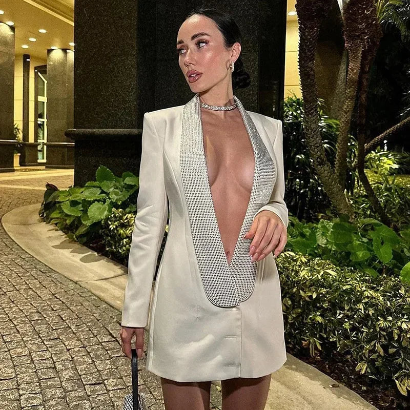 Sequin Deep V Party Dress