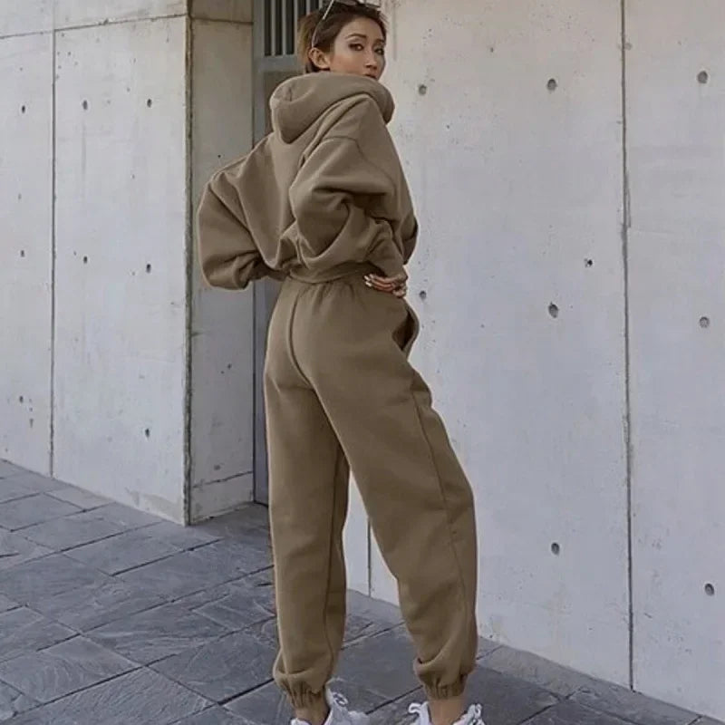 Women Hooded Sweatshirt & Pants Set