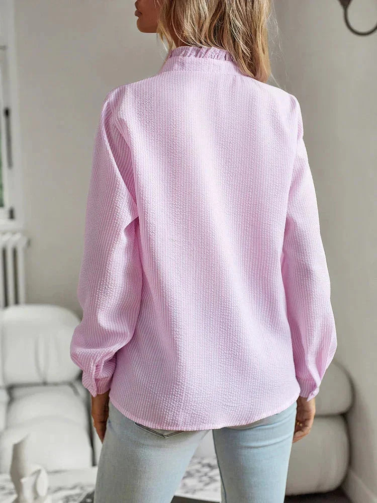 Fashion New Women Elegant Office Shirt,Long Sleeve Top Causal Comfort Simple Shirt,Shirts & Blouses,Tops For Women,Women Clothes
