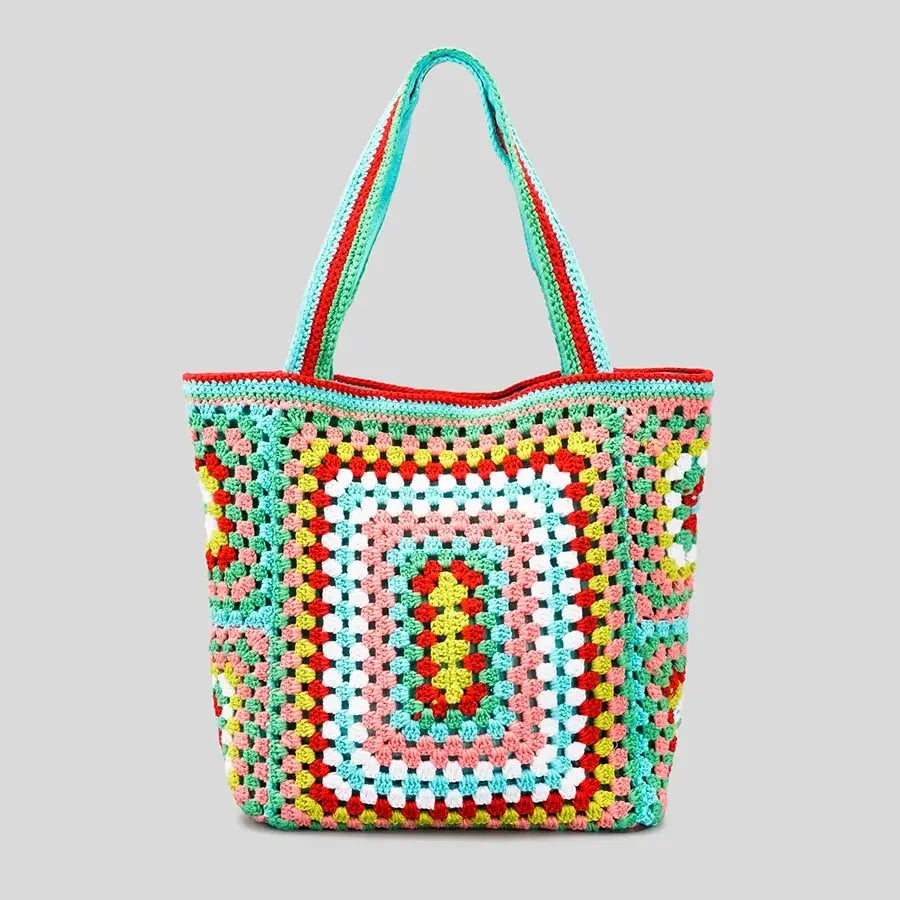 Bohemian Crochet Women Shoulder Bags Knitting Large Capacity Tote Bag Casual Lady Handbags Big Shopper Purses Summer Beach Bags